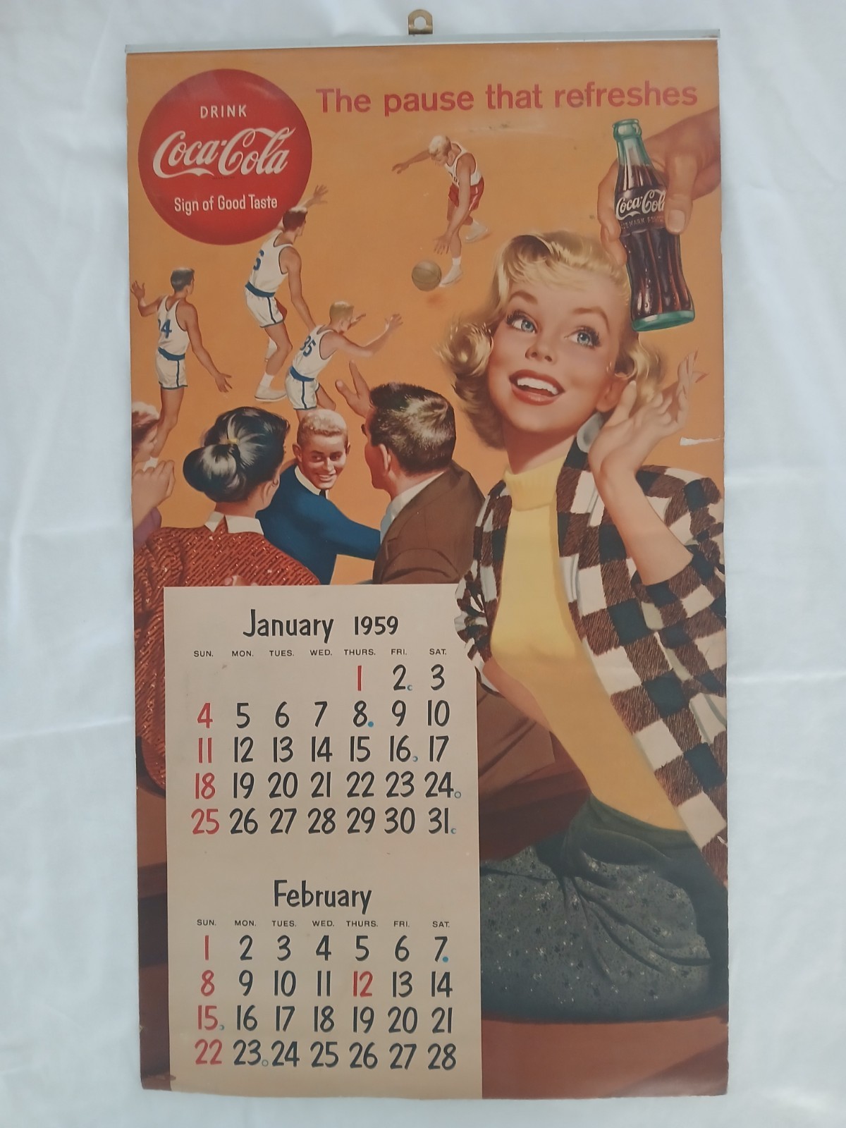 Original 1959 Coca-Cola Calendar Complete 12 Months Vintage Coke Advertising Original 1959 Coca-Cola Calendar Complete 12 Months Vintage Coke Advertising