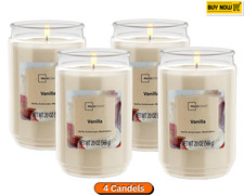 Mainstays Vanilla Scented Large Jar Candle 20 Oz. - Pack of 4 Free Shipping picture