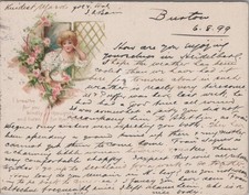 Girl Roses Burton on Trent Queen Victoria Stamp Heidelberg Germany 1899 Postcard picture