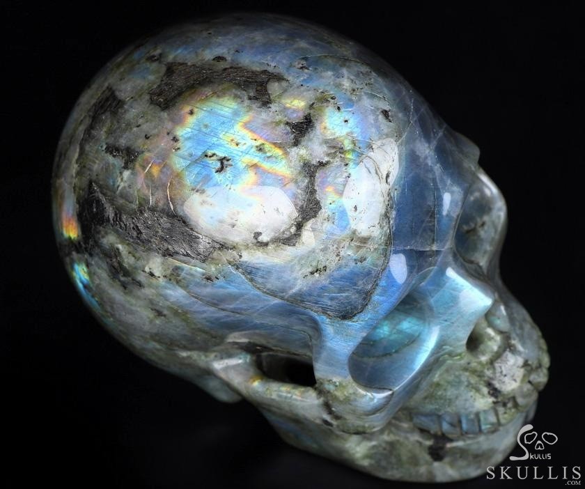 Huge 5.0" Labradorite Carved Crystal Skull, Realistic, Crystal Healing Huge 5.0" Labradorite Carved Crystal Skull, Realistic, Crystal Healing