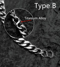 Pure Titanium Necklace 10.5mm Grinding Six Faced Cuban Chain Anti Allergy 23.6" picture