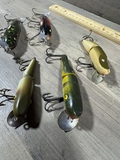 Lot Of 5 Vintage Fishing Lures Paw Paw Creek Chub Estate Sale Find Muskie  picture