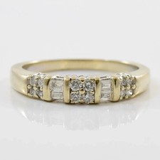 0.55 Ct Baguette Round Diamond Wedding Ring Promise Band 14K Yellow Gold Finish picture
