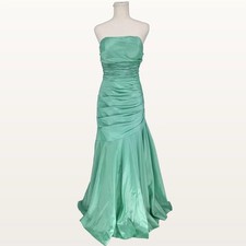 Y2K Flash Mac Duggal Seafoam Mermaid Strapless Evening Gown 8 Ruched Formal Gala picture