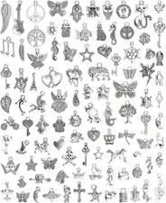 100pcs Tibetan Silver Charms Bulk Assorted Jewelry Making DIY Bracelet Pendant picture