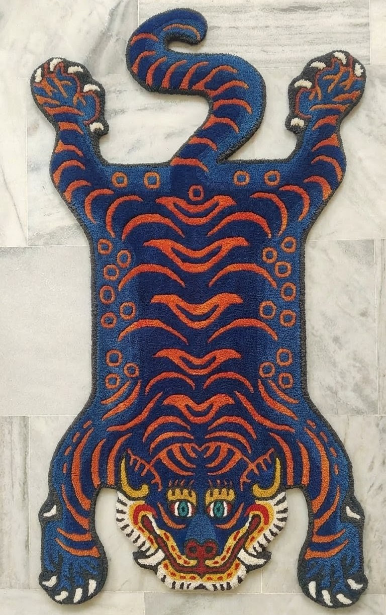 Maximalist Decor Tibetan Tiger Rug 3x5 ft Hand Tufted Woolen Animal Print Carpet