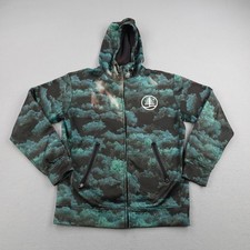 Burton Hoodie Mens XL Green AOP Forest Bonded Dryride Snowboard Sweatshirt Zip picture