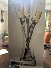 ArtLand 6oz Flute Champagne Glasses - Set Of Six long colored stems With Vase picture