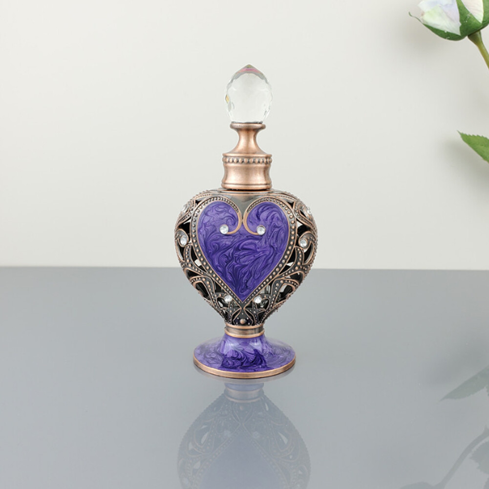 Vintage Purple Perfume Glass bottle Crystal Openwork Refillable Metal Empty Gift Vintage Purple Perfume Glass bottle Crystal Openwork Refillable Metal Empty Gift