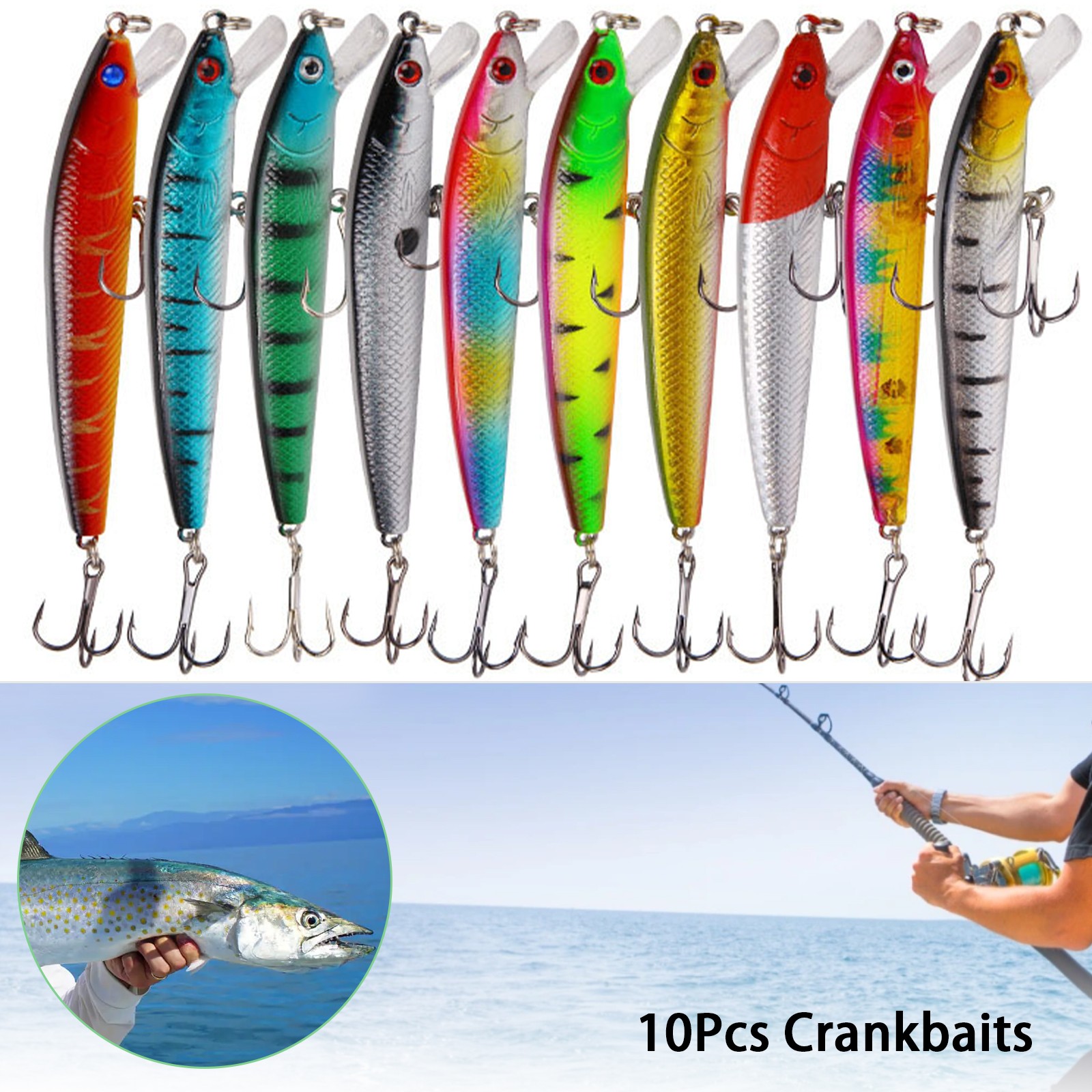 10PCS Fishing Lures Minnow baits Crankbaits Jerkbait Lot Hooks Baits Bass Tackle 10PCS Fishing Lures Minnow baits Crankbaits Jerkbait Lot Hooks Baits Bass Tackle