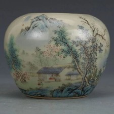 Exquisite Chinese Porcelain Pastel Porcelain Mountain Water Pattern Pot picture