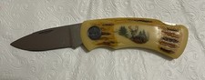 Wild Outdoors Folding Pocketknife Stainless Steel Blade Graphic of Deer Vintage picture