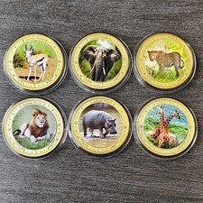 6pcs/set African Animal Golden Challenge Coins Fans Collectibles Ornament Medals picture