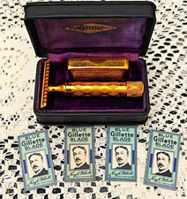 Rare 1930-31 Vintage Gillette "The NEW" De Luxe Criterion Safety Razor w/ Case! picture