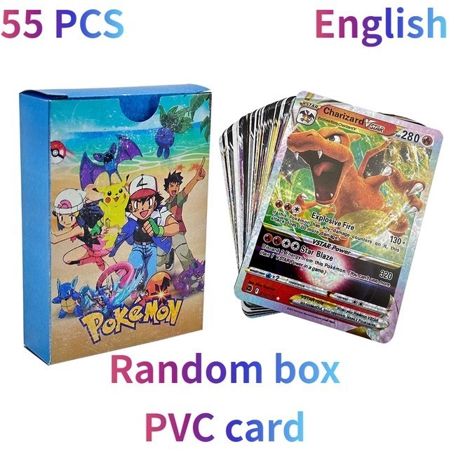 55PCS Diamond Foil Pokemon Style Cards Set Kids Collectible Trading Card Gift 55PCS Diamond Foil Pokemon Style Cards Set Kids Collectible Trading Card Gift