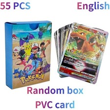 55PCS Diamond Foil Pokemon Style Cards Set Kids Collectible Trading Card Gift picture