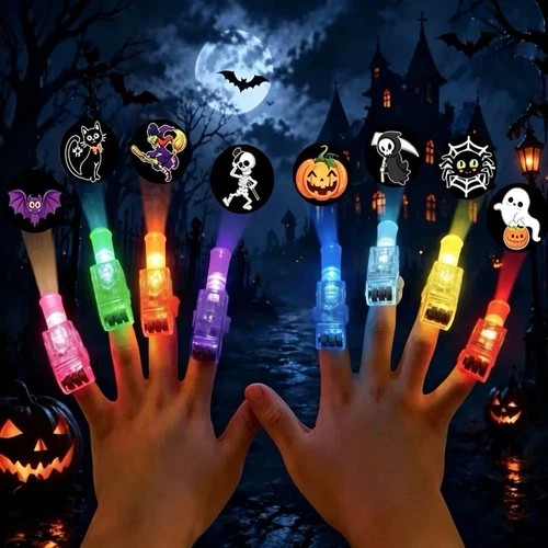 8PCS Halloween LED Finger Lights for Kids LED Projection Party Favors