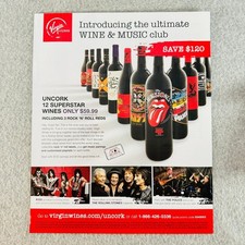 Virgin Wines 2019 Print Ad Rock 'n' Roll Label Wine Club 12 Bottles picture