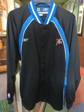 NBA Authentic Black Reebok Team Apparel Size XL Snap/ZIP 76ers Basketball Jacket picture