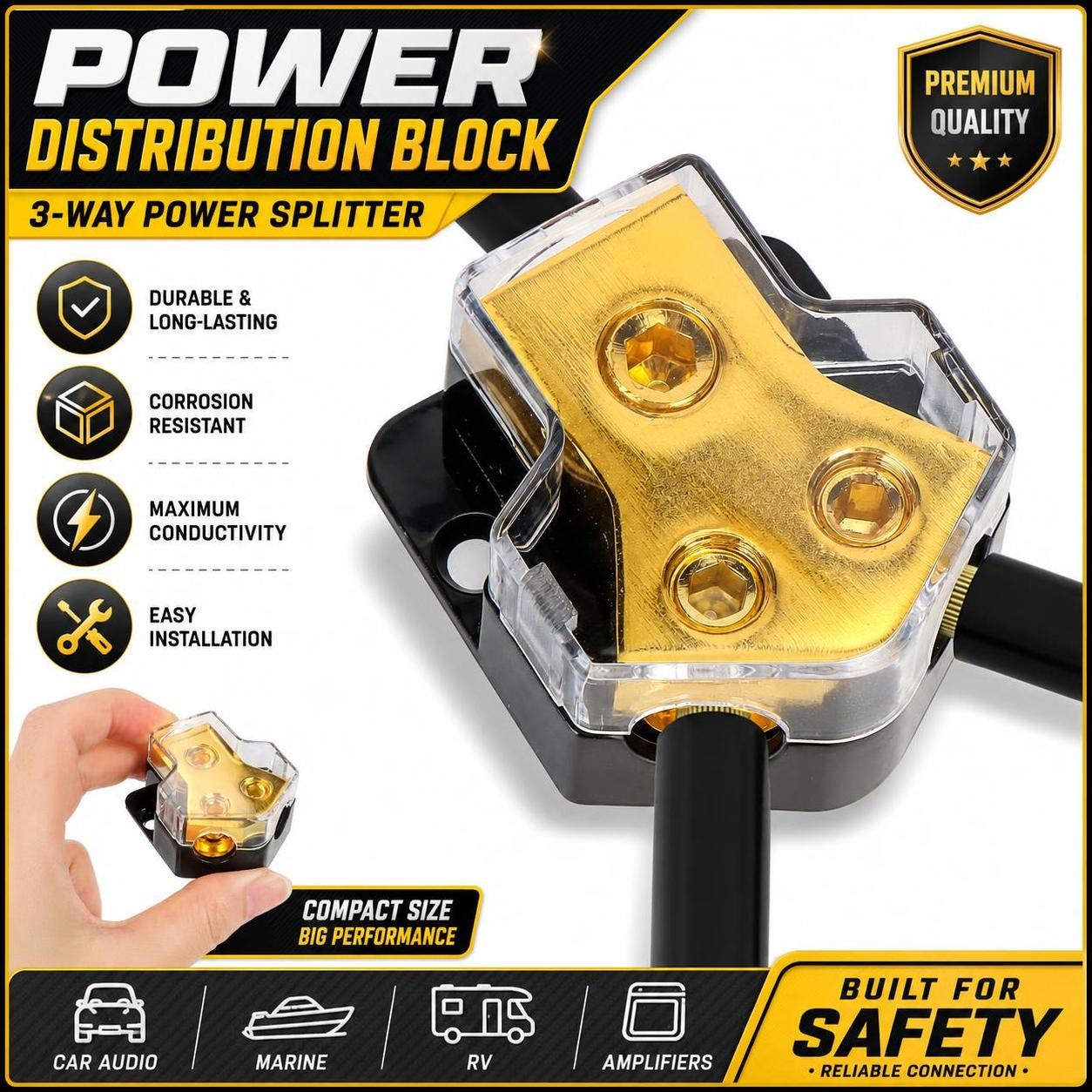 Car Audio Splitter Amp Distribution Power 0/2/4 Gauge In 4/6/8 Gauge Out Lot Car Audio Splitter Amp Distribution Power 0/2/4 Gauge In 4/6/8 Gauge Out Lot