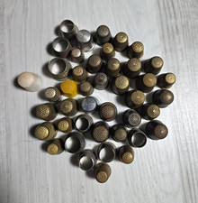 Vintage Metal Sewing Thimbles Lot Brass Silver Tone Mixed Sizes Collectible picture