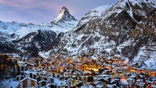 Landscape switzerland mountains snow winter town Custom Gaming Mat Desk picture