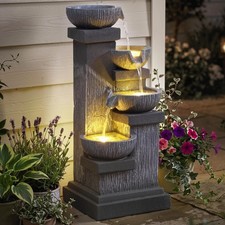 4-Tier 33.5" Outdoor Waterfall Fountain with LED Lights, Pump picture