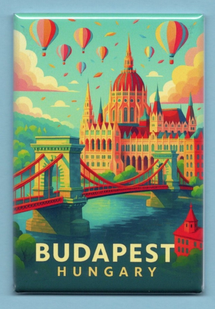 BUDAPEST HUNGARY TRAVEL POSTER PORTRAIT *2X3 FRIDGE MAGNET* VACATION EUROPE OLD