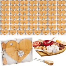 50 Set Bridal Shower Game Prizes - Heart Cheese Boards, Bamboo Style Decor picture