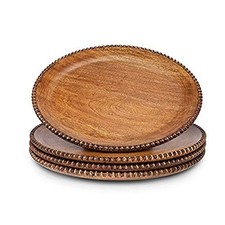 NEW -  GG Collection S/4 Mango Wood Beaded Charger Other Decor, 14InL x 14InW x picture