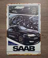 SAAB 9-3 Aero Metal Tin Plaque Room Décor Plate Retro Wall Art 8" x 12" picture