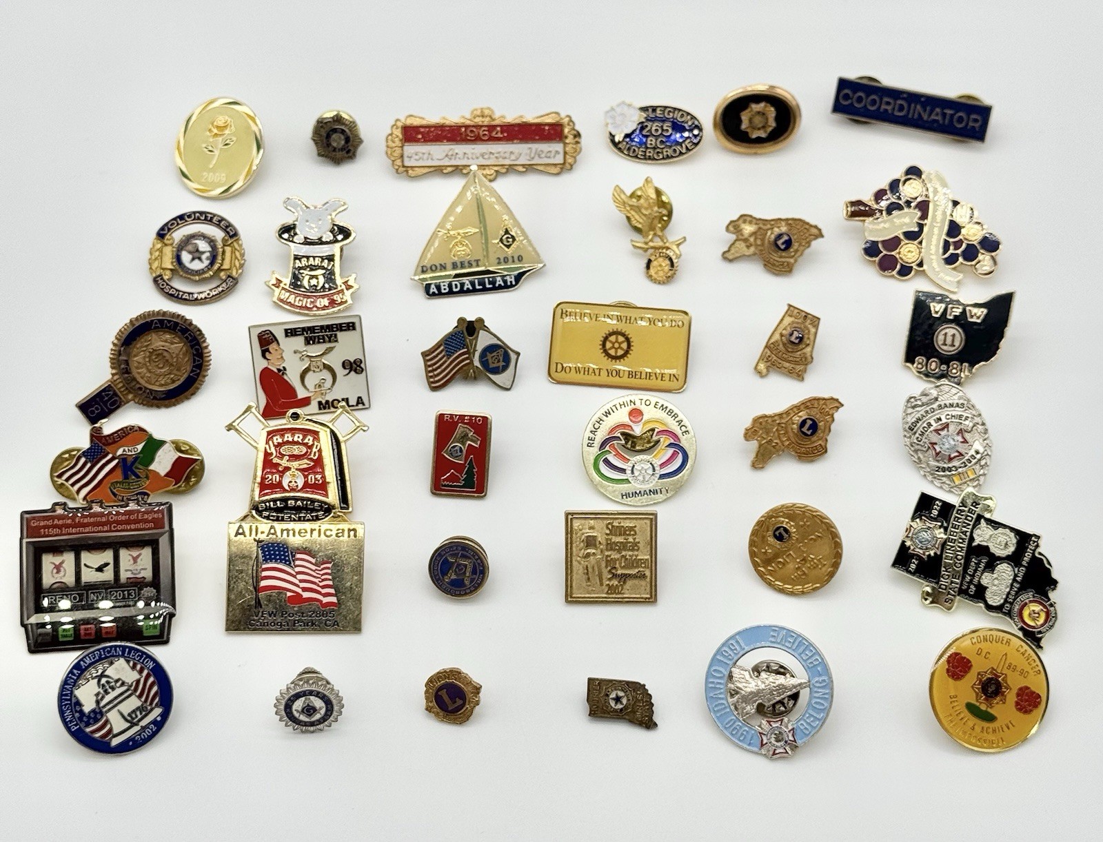 Various Fraternal Club Lapel Pins Lot Of 36 Vintage Various Fraternal Club Lapel Pins Lot Of 36 Vintage