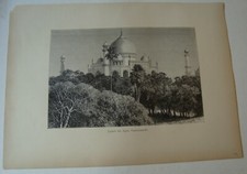 1888 Wood Engraving The Gardens Of The Taj Mahal In Agra, India (inv32) picture