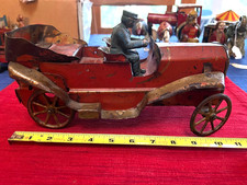 Antique Dayton Schieble Hill Climber Touring Car Pressed Steel Toy w Driver picture
