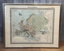 Antique Framed Karte Von Europa Map By Friedrich Handtke C. 1898 - 1907 picture