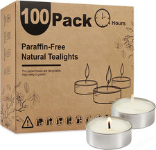 25-300 Pack Unscented Palm Wax Tea Lights Candles,4.5 Hours Burn | Smokeless，Non picture