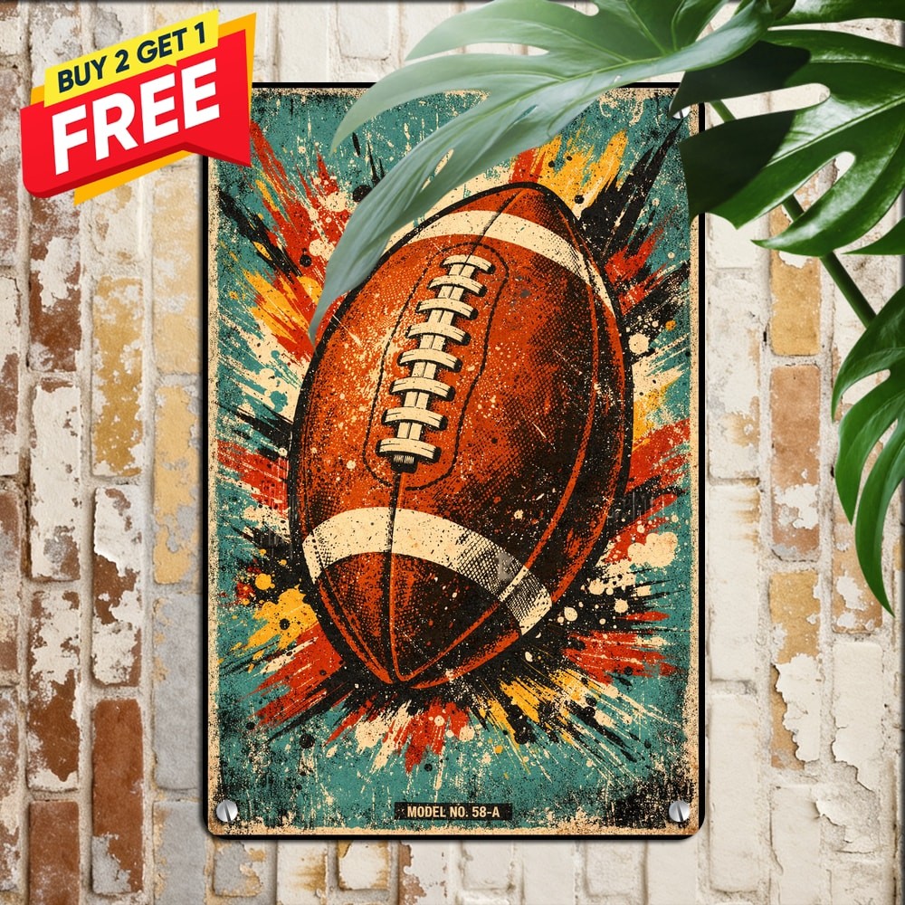 Vintage American Football Tin Sign Retro Gridiron Sports Bar Fan Metal Art 8x12 Vintage American Football Tin Sign Retro Gridiron Sports Bar Fan Metal Art 8x12