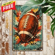 Vintage American Football Tin Sign Retro Gridiron Sports Bar Fan Metal Art 8x12 picture