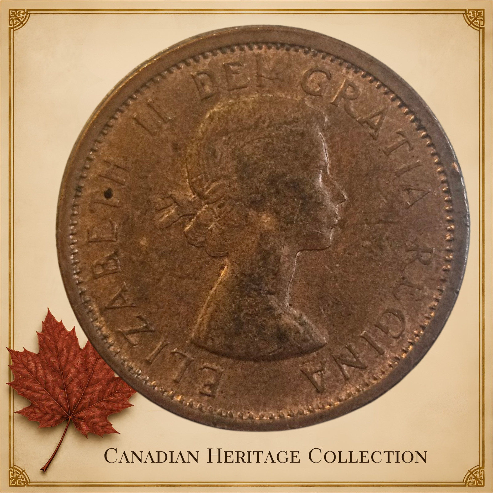 1964 Canada 1 Cent Queen Elizabeth II  – RARE -Last Year of the "Young Queen"