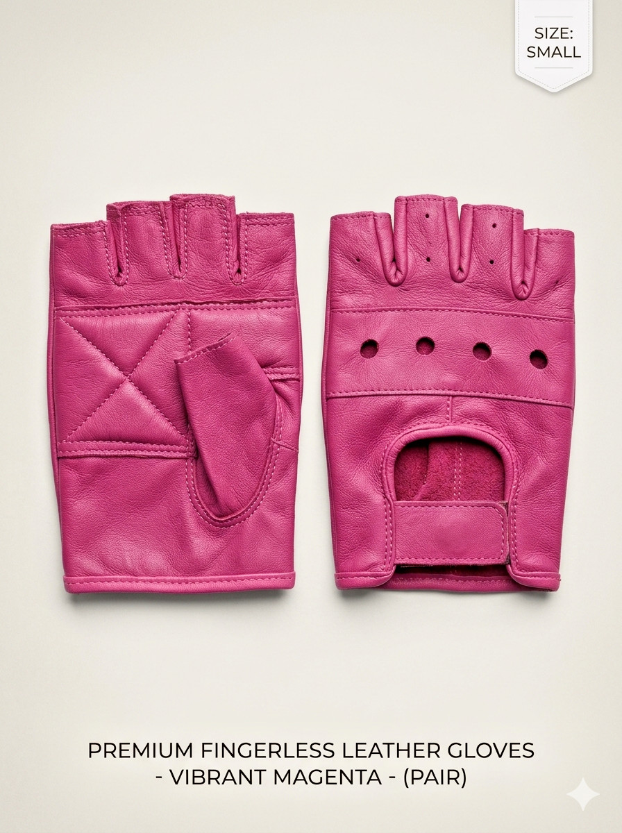 Women's Genuine Leather Fingerless Driving Gloves Barbie Pink Half Finger Women's Genuine Leather Fingerless Driving Gloves Barbie Pink Half Finger