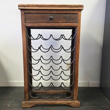 24 Bottle Solid Wood Wine Rack Cabinet w/ Drawer Wrought Iron Rustic 39" picture