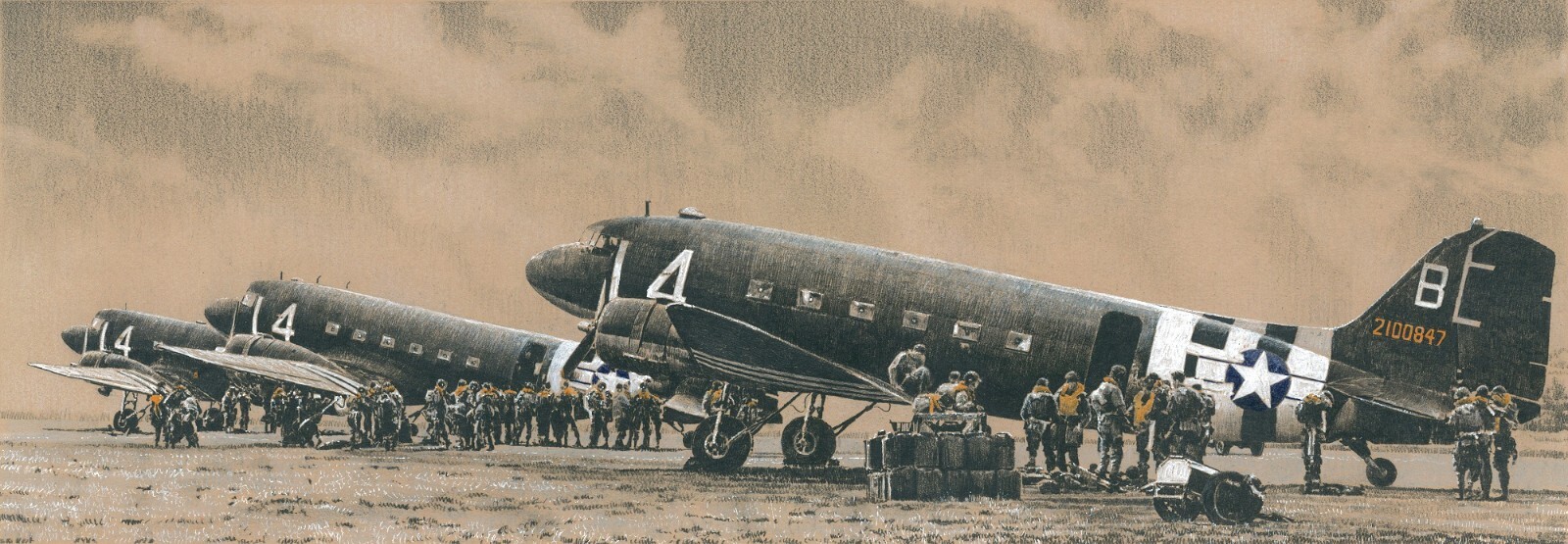 Eve of Destiny Pencil print by Richard Taylor signed by 101st Airborne veterans Eve of Destiny Pencil print by Richard Taylor signed by 101st Airborne veterans