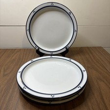 Dansk Bistro Dinner Plates Fredriksborg Blue Stripe Dots 10" Set Of 4 picture