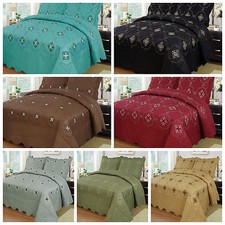 3Pcs Embroidery Quilts Bedspreads Set Bedding Coverlet Set Queen King Size, Emma picture