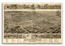 1885 Birmingham Alabama Vintage Old Panoramic City Map - 24x36 picture