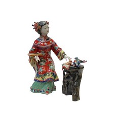 Chinese Oriental Porcelain Qing Style Dressing Abacas Lady Figure ws3127 picture