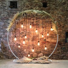 Metal Round Wedding Backdrop Stand Free Standing Falling Curtain Arch Venue Deco picture