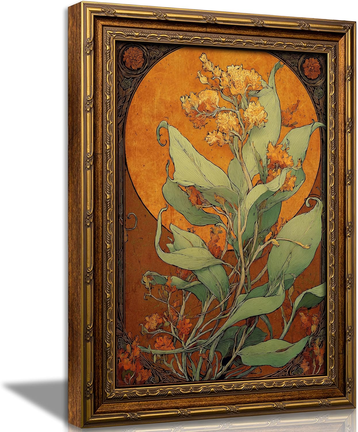 Vintage Gold Framed,Art Nouveau Botanical Floral Canvas Wall Art Vintage Gold Framed,Art Nouveau Botanical Floral Canvas Wall Art