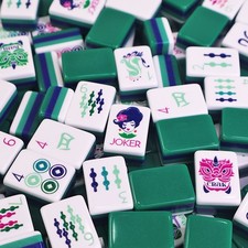 Dark Green Crystal  American Acrylic Mahjong Set 160 Tiles for Game Night Gift picture