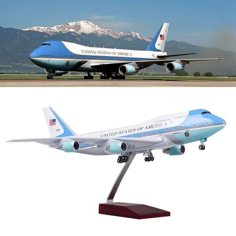 1:150 Scale Air Force One Boeing 747 Airplane Model Simulated Plane with Light